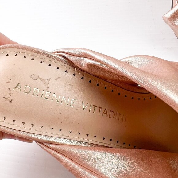 Adrienne Vittadini Genie Rose Gold Crossover Block Heel Slide Sandals Size 6 - Picture 5 of 12